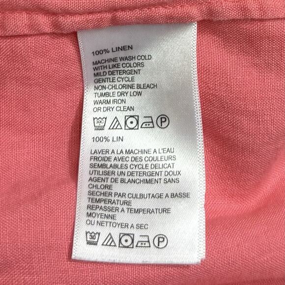 Tommy Bahama Top Shirt Womens Medium Pink Linen Casual Button Front Long Sleeves - Picture 5 of 9